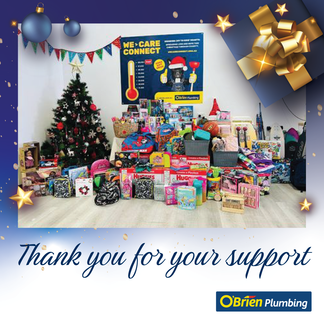 O'Brien Plumbing Wyong We Care Connect Christmas social media tile - Thank you for your support
